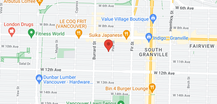 map of 701 1736 W 10TH AVENUE